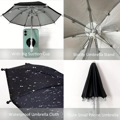 Innovative Mini Umbrella Phone Stand - Your Ultimate Waterproof Companion for Outdoor Adventures!