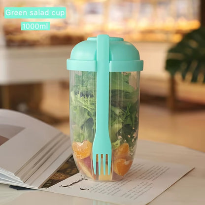 Ultimate Portable Salad & Yogurt Cup: Leak-Proof Bento Box with Fork & Sauce Container for On-the-Go Meals