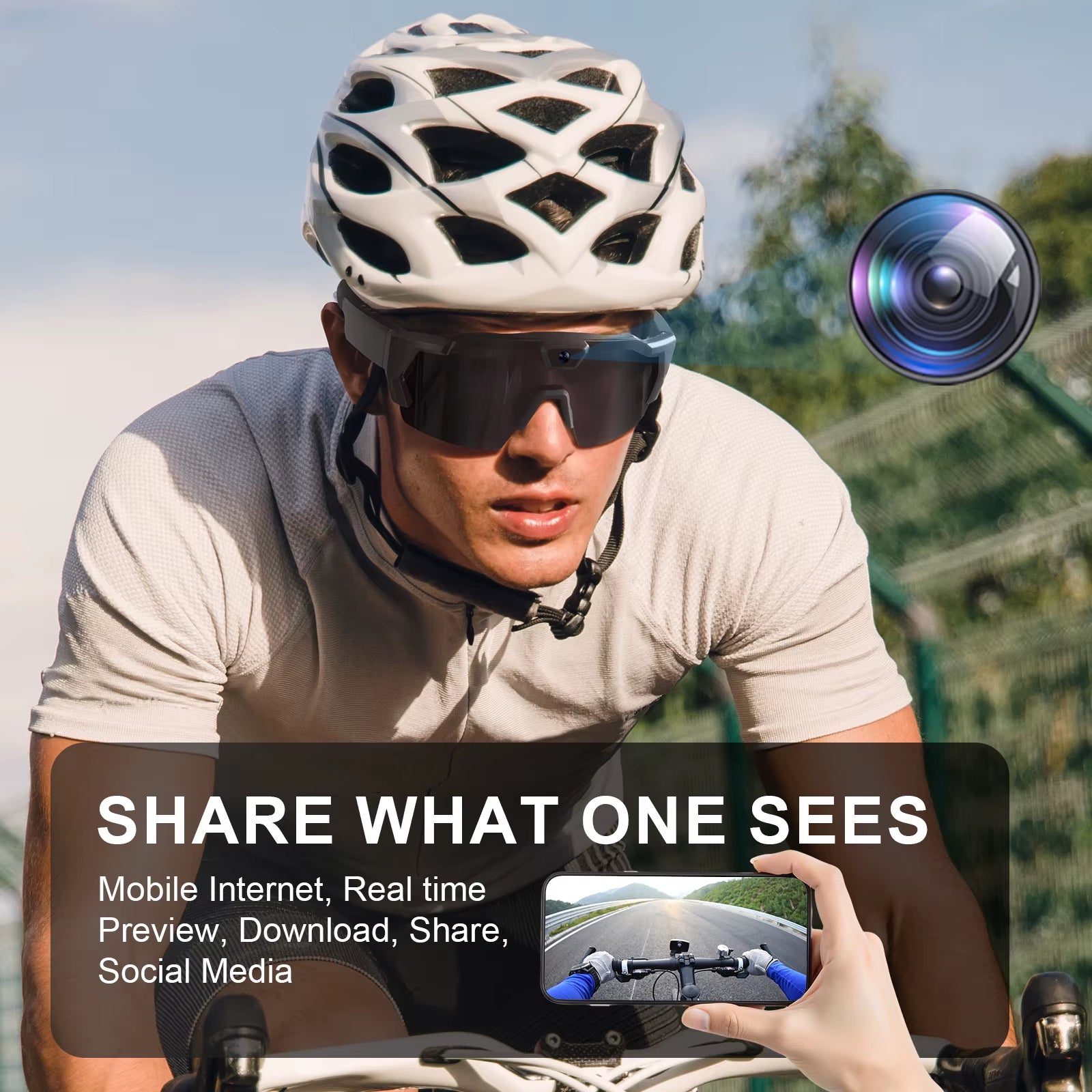 Capture Every Adventure with NEW HD Video Glasses Action Camera Sunglasses - Perfect for Sports, Biking, and Motorcycle Riding!