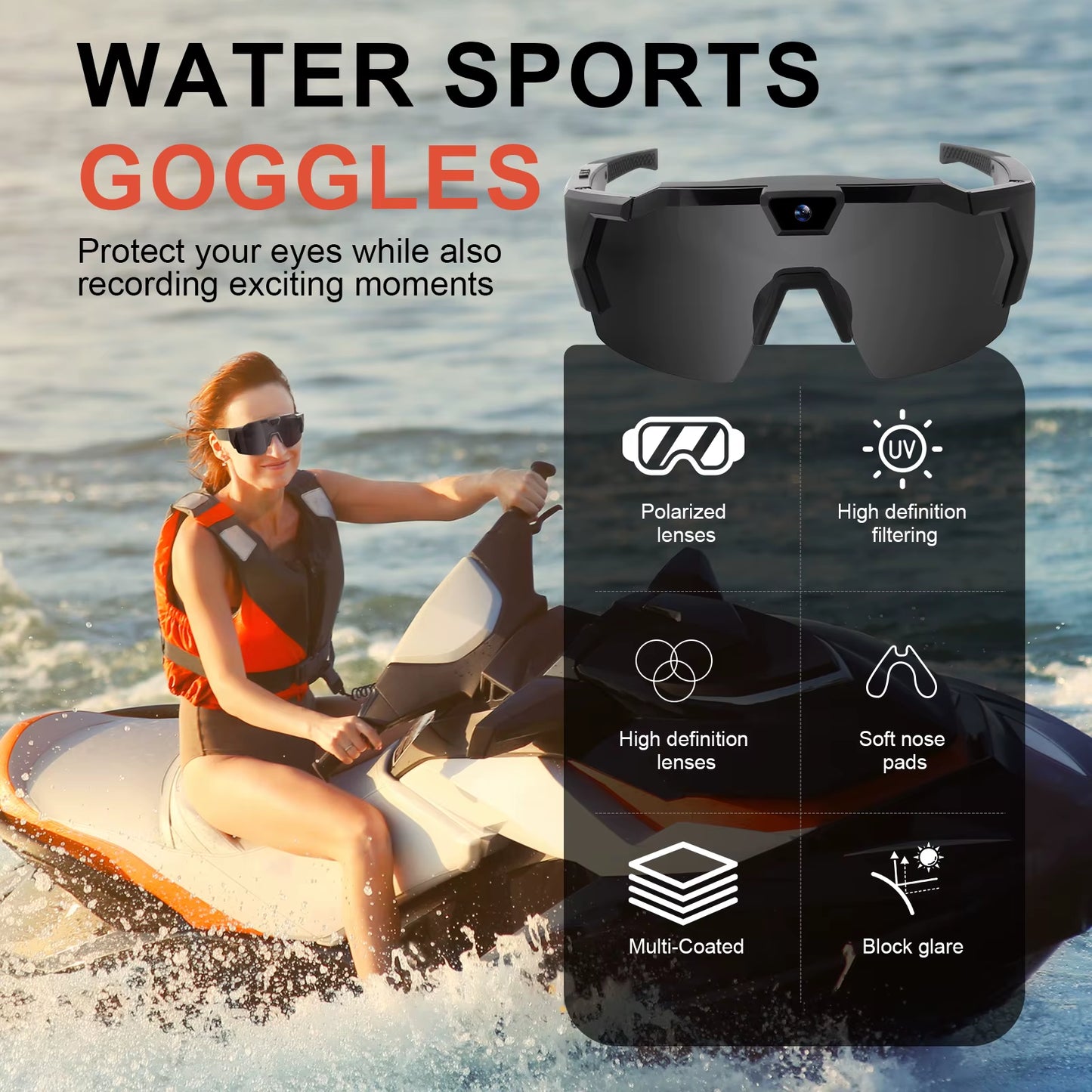 Capture Every Adventure with NEW HD Video Glasses Action Camera Sunglasses - Perfect for Sports, Biking, and Motorcycle Riding!