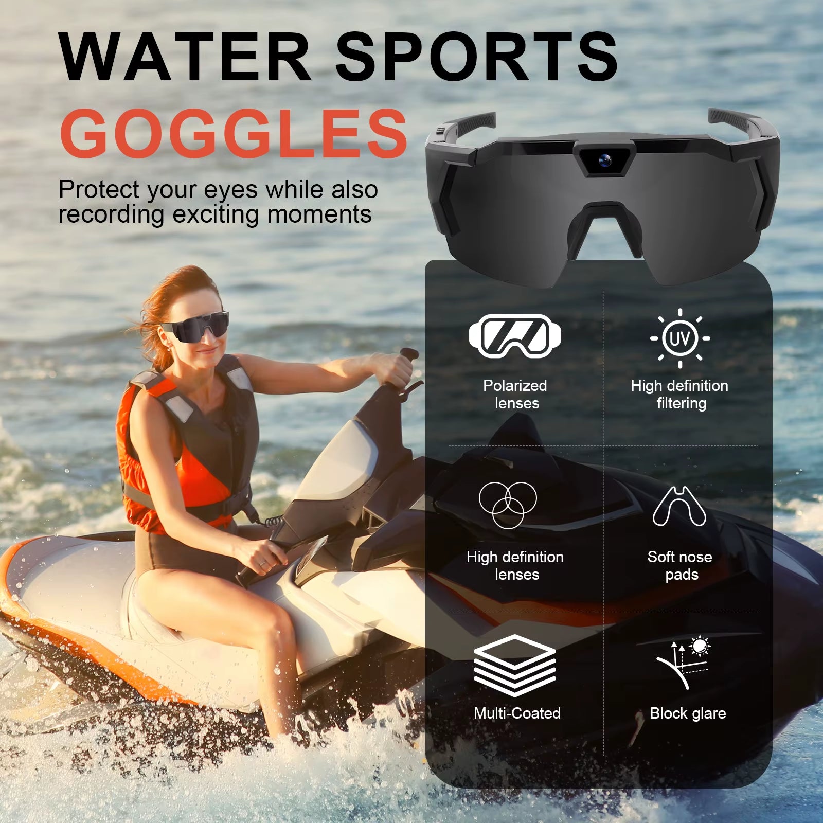 Capture Every Adventure with NEW HD Video Glasses Action Camera Sunglasses - Perfect for Sports, Biking, and Motorcycle Riding!