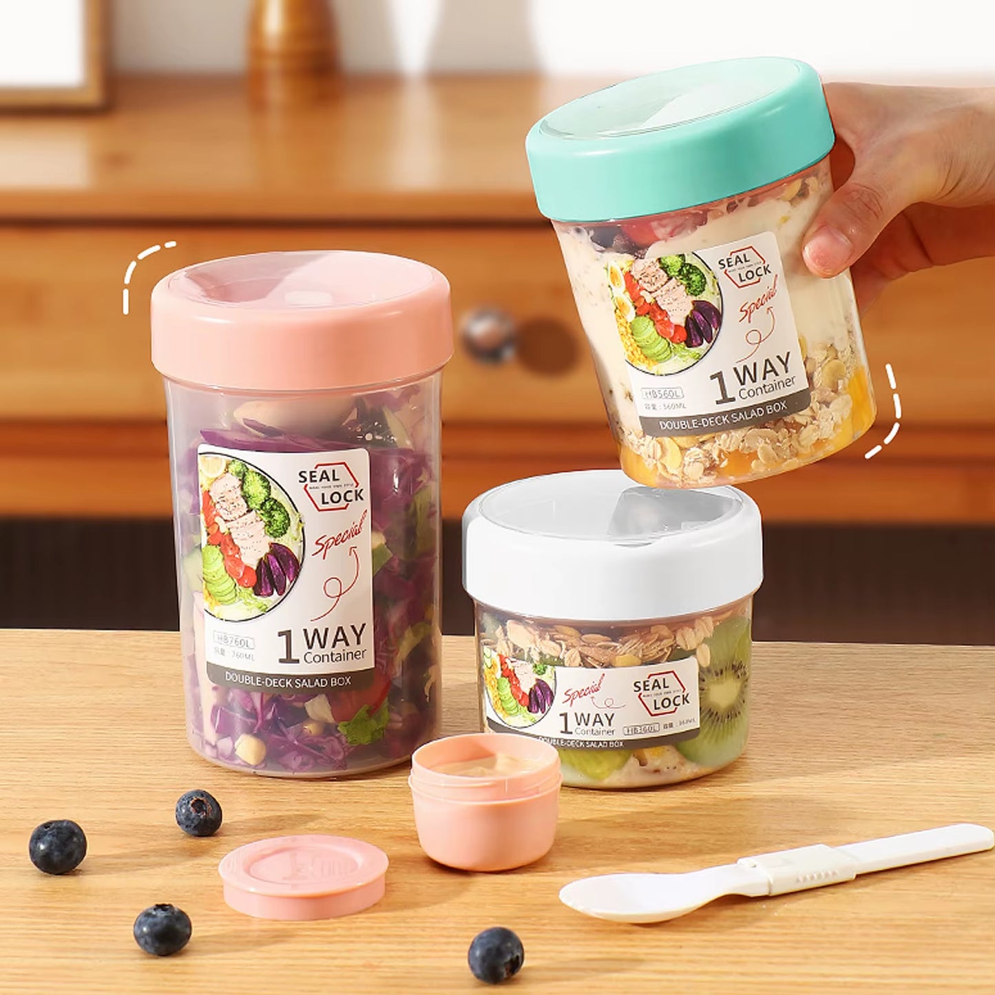 Ultimate Portable Salad & Yogurt Cup: Leak-Proof Bento Box with Fork & Sauce Container for On-the-Go Meals