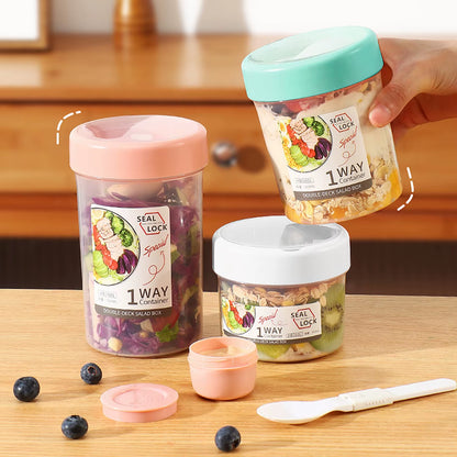 Ultimate Portable Salad & Yogurt Cup: Leak-Proof Bento Box with Fork & Sauce Container for On-the-Go Meals