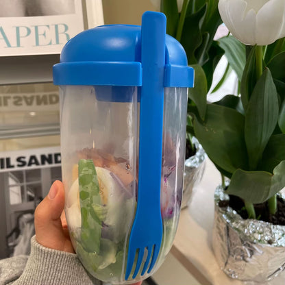 Ultimate Portable Salad & Yogurt Cup: Leak-Proof Bento Box with Fork & Sauce Container for On-the-Go Meals