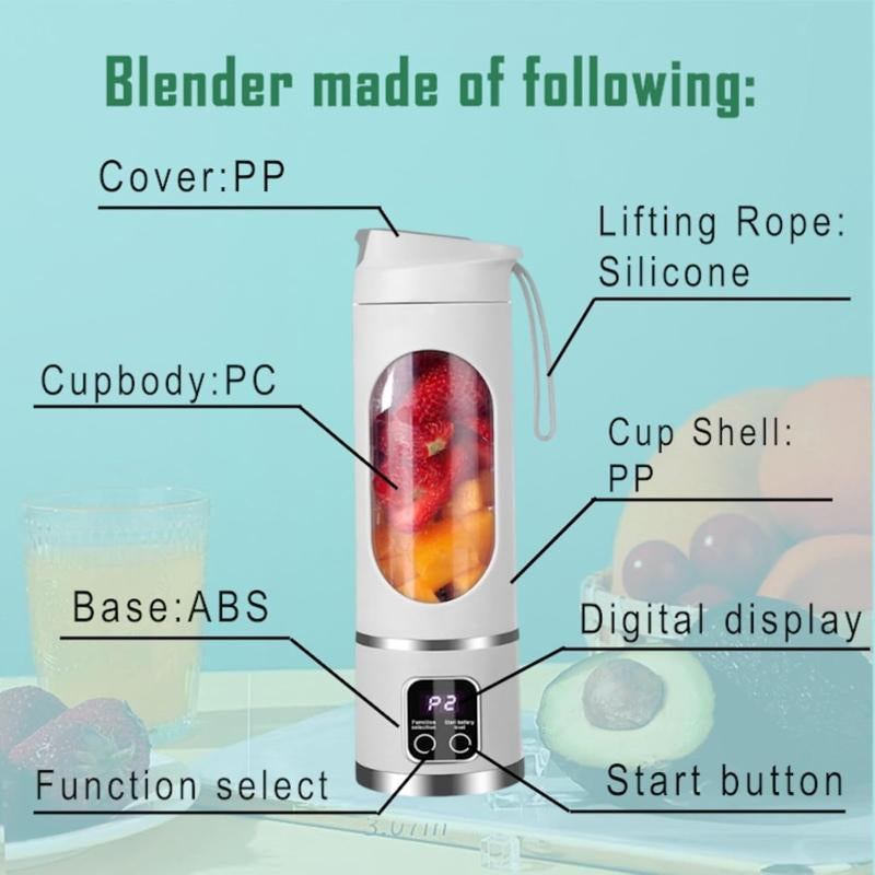 Mini Juicer Blender – 2-In-1 Ice Crusher & Smoothie Maker | Perfect for Liquid Diets, Fresh Juice, Shakes, Baby Food | USB Rechargeable & Easy to Clean | Portable Personal Electric Blender